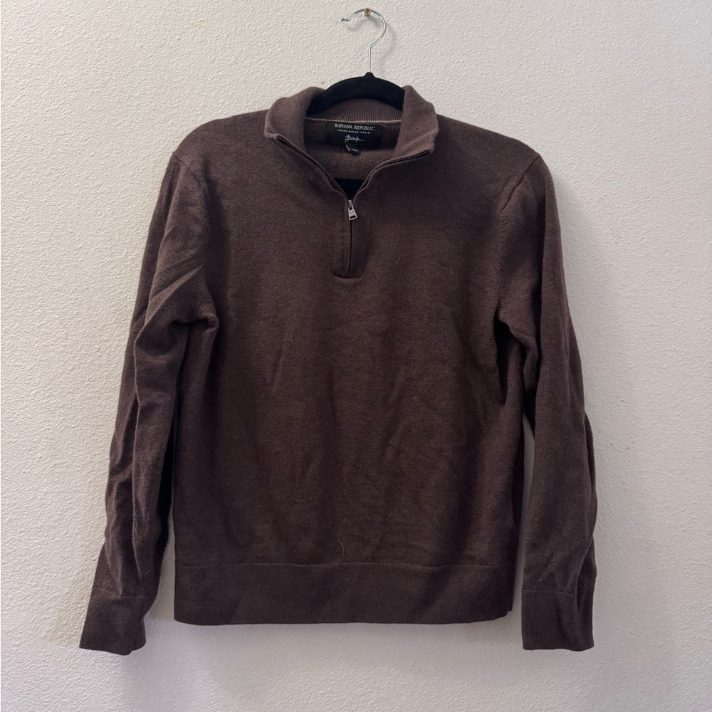 Banana Republic Brown Zip Up Sweater Classic Knit